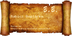 Babicz Boglárka névjegykártya